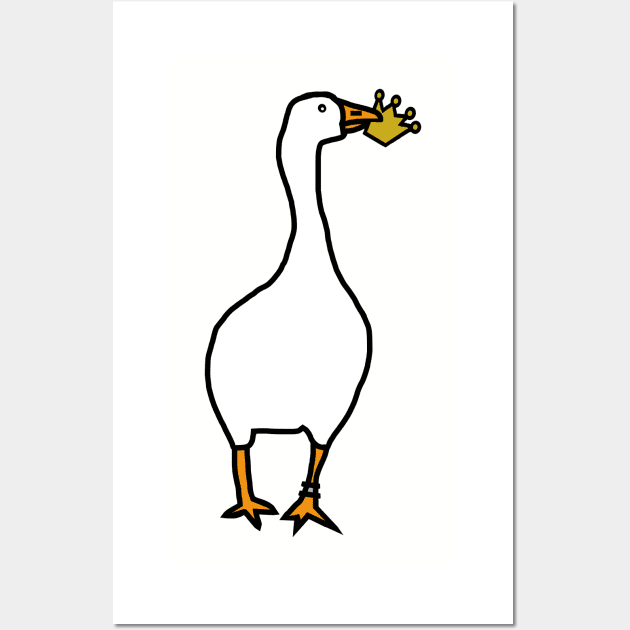 White Goose Steals Crown Wall Art by ellenhenryart